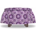 Ambesonne Geometric Ottoman Cover Circular Lines Rings 2 Piece Slipcover Set with Ruffle Skirt for Square Round Cube Footstool Decorative Home Accent Standard Size Purple