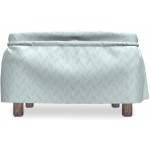 Ambesonne Geometric Ottoman Cover Pastel Monochrome Zigzags 2 Piece Slipcover Set with Ruffle Skirt for Square Round Cube Footstool Decorative Home Accent Standard Size Pale Seafoam and White