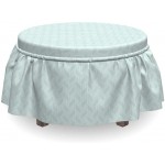 Ambesonne Geometric Ottoman Cover Pastel Monochrome Zigzags 2 Piece Slipcover Set with Ruffle Skirt for Square Round Cube Footstool Decorative Home Accent Standard Size Pale Seafoam and White