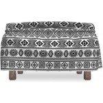 Ambesonne Mexican Print Ottoman Cover Geometric Monochrome 2 Piece Slipcover Set with Ruffle Skirt for Square Round Cube Footstool Decorative Home Accent Standard Size Charcoal Grey White