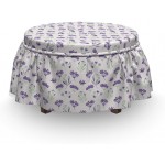 Ambesonne Nature Art Ottoman Cover Purple Green Pods 2 Piece Slipcover Set with Ruffle Skirt for Square Round Cube Footstool Decorative Home Accent Standard Size Multicolor
