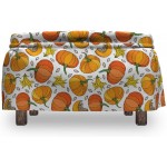 Ambesonne Orange and Yellow Ottoman Cover Pumpkin 2 Piece Slipcover Set with Ruffle Skirt for Square Round Cube Footstool Decorative Home Accent Standard Size Marigold and Multicolor