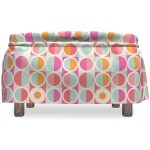 Ambesonne Pastel Ottoman Cover Funky Colorful Circles 2 Piece Slipcover Set with Ruffle Skirt for Square Round Cube Footstool Decorative Home Accent Standard Size Multicolor
