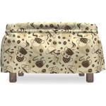 Ambesonne Polka Dots Ottoman Cover Brown Coffee Cups 2 Piece Slipcover Set with Ruffle Skirt for Square Round Cube Footstool Decorative Home Accent Standard Size Cream and Brown