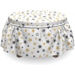 Ambesonne Sketchy Ottoman Cover Cosmos Galaxy Doodle 2 Piece Slipcover Set with Ruffle Skirt for Square Round Cube Footstool Decorative Home Accent Standard Size Yellow Black White