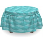 Ambesonne Wave Ottoman Cover Abstract Underwater Design 2 Piece Slipcover Set with Ruffle Skirt for Square Round Cube Footstool Decorative Home Accent Standard Size Cadet Blue Seafoam and Teal