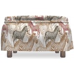 Ambesonne Zebra Ottoman Cover Camo 2 Piece Slipcover Set with Ruffle Skirt for Square Round Cube Footstool Decorative Home Accent Standard Size Pale Caramel Green Brown Ruby