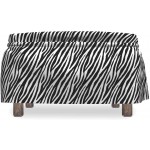 Ambesonne Zebra Print Ottoman Cover Savage Animal Skin Deco 2 Piece Slipcover Set with Ruffle Skirt for Square Round Cube Footstool Decorative Home Accent Standard Size Charcoal Grey and White