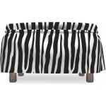 Ambesonne Zebra Print Ottoman Cover Simplistic Exotic Skin 2 Piece Slipcover Set with Ruffle Skirt for Square Round Cube Footstool Decorative Home Accent Standard Size Charcoal Grey and White