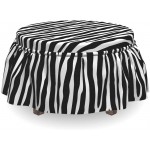 Ambesonne Zebra Print Ottoman Cover Simplistic Exotic Skin 2 Piece Slipcover Set with Ruffle Skirt for Square Round Cube Footstool Decorative Home Accent Standard Size Charcoal Grey and White