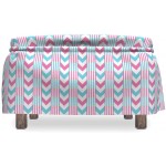 Lunarable Abstract Ottoman Cover Chevron Pattern Stripes 2 Piece Slipcover Set with Ruffle Skirt for Square Round Cube Footstool Decorative Home Accent Standard Size Aqua Hot Pink
