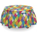 Lunarable Abstract Ottoman Cover Colorful Balloons Lines 2 Piece Slipcover Set with Ruffle Skirt for Square Round Cube Footstool Decorative Home Accent Standard Size Multicolor