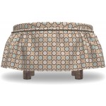 Lunarable Abstract Ottoman Cover Floral Motif Chain Mesh 2 Piece Slipcover Set with Ruffle Skirt for Square Round Cube Footstool Decorative Home Accent Standard Size Brown Sand Brown Baby Blue