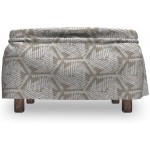 Lunarable Abstract Ottoman Cover Prehistoric Art Hexagons 2 Piece Slipcover Set with Ruffle Skirt for Square Round Cube Footstool Decorative Home Accent Standard Size Dark Eggshell Dark Tan