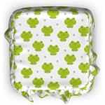 Lunarable Animal Ottoman Cover Frogs Funny Little Hearts 2 Piece Slipcover Set with Ruffle Skirt for Square Round Cube Footstool Decorative Home Accent Standard Size Lime Green White and Pale Tan