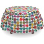 Lunarable Animal Ottoman Cover Sheep with Yarn Ball Barn 2 Piece Slipcover Set with Ruffle Skirt for Square Round Cube Footstool Decorative Home Accent Standard Size Multicolor
