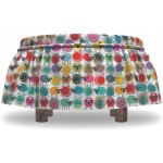 Lunarable Animal Ottoman Cover Sheep with Yarn Ball Barn 2 Piece Slipcover Set with Ruffle Skirt for Square Round Cube Footstool Decorative Home Accent Standard Size Multicolor