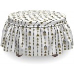 Lunarable Arrow Ottoman Cover Art Deco Ornamentation 2 Piece Slipcover Set with Ruffle Skirt for Square Round Cube Footstool Decorative Home Accent Standard Size Black Earth Yellow White