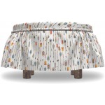 Lunarable Arrow Ottoman Cover Colorful Prehistoric Culture 2 Piece Slipcover Set with Ruffle Skirt for Square Round Cube Footstool Decorative Home Accent Standard Size Multicolor