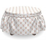 Lunarable Baseball Ottoman Cover Crossed Bats with Balls 2 Piece Slipcover Set with Ruffle Skirt for Square Round Cube Footstool Decorative Home Accent Standard Size Pale Brown Red White