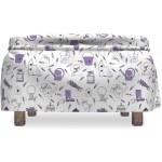 Lunarable Birdcage Ottoman Cover Lavender and Floriculture 2 Piece Slipcover Set with Ruffle Skirt for Square Round Cube Footstool Decorative Home Accent Standard Size Lavender White and Black