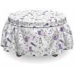 Lunarable Birdcage Ottoman Cover Lavender and Floriculture 2 Piece Slipcover Set with Ruffle Skirt for Square Round Cube Footstool Decorative Home Accent Standard Size Lavender White and Black