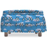 Lunarable Birds on a Wire Ottoman Cover Swallows Blue Sky 2 Piece Slipcover Set with Ruffle Skirt for Square Round Cube Footstool Decorative Home Accent Standard Size Multicolor