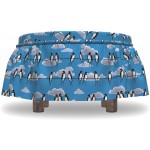 Lunarable Birds on a Wire Ottoman Cover Swallows Blue Sky 2 Piece Slipcover Set with Ruffle Skirt for Square Round Cube Footstool Decorative Home Accent Standard Size Multicolor