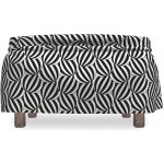 Lunarable Black and White Ottoman Cover Striped Circles 2 Piece Slipcover Set with Ruffle Skirt for Square Round Cube Footstool Decorative Home Accent Standard Size Black and White