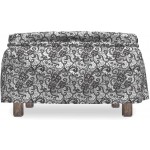 Lunarable Black and White Ottoman Cover Victorian Bridal 2 Piece Slipcover Set with Ruffle Skirt for Square Round Cube Footstool Decorative Home Accent Standard Size Black White