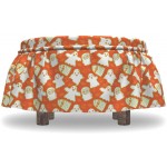 Lunarable Burnt Orange Ottoman Cover Funny Halloween Ghost 2 Piece Slipcover Set with Ruffle Skirt for Square Round Cube Footstool Decorative Home Accent Standard Size Orange White Green