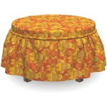 Lunarable Burnt Orange Ottoman Cover Swimming Goldfishes 2 Piece Slipcover Set with Ruffle Skirt for Square Round Cube Footstool Decorative Home Accent Standard Size Orange Yellow
