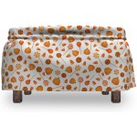 Lunarable Candy Corn Ottoman Cover Halloween Treats Candies 2 Piece Slipcover Set with Ruffle Skirt for Square Round Cube Footstool Decorative Home Accent Standard Size Orange White