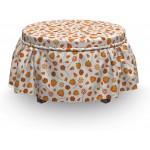 Lunarable Candy Corn Ottoman Cover Halloween Treats Candies 2 Piece Slipcover Set with Ruffle Skirt for Square Round Cube Footstool Decorative Home Accent Standard Size Orange White