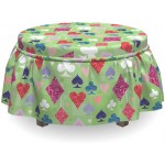 Lunarable Casino Ottoman Cover Vibrant Colored Game 2 Piece Slipcover Set with Ruffle Skirt for Square Round Cube Footstool Decorative Home Accent Standard Size Multicolor