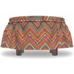 Lunarable Chevron Ottoman Cover Style and Colorful 2 Piece Slipcover Set with Ruffle Skirt for Square Round Cube Footstool Decorative Home Accent Standard Size Multicolor
