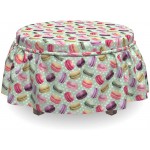 Lunarable Colorful Ottoman Cover Macarons in Watercolors 2 Piece Slipcover Set with Ruffle Skirt for Square Round Cube Footstool Decorative Home Accent Standard Size Multicolor
