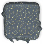 Lunarable Constellation Ottoman Cover Group of Stars 2 Piece Slipcover Set with Ruffle Skirt for Square Round Cube Footstool Decorative Home Accent Standard Size Blue Grey Yellow