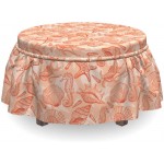 Lunarable Coral Ottoman Cover Nautical Seahorse Seashells 2 Piece Slipcover Set with Ruffle Skirt for Square Round Cube Footstool Decorative Home Accent Standard Size Salmon