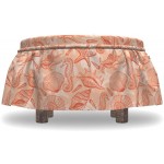 Lunarable Coral Ottoman Cover Nautical Seahorse Seashells 2 Piece Slipcover Set with Ruffle Skirt for Square Round Cube Footstool Decorative Home Accent Standard Size Salmon