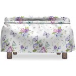 Lunarable Dogwood Flower Ottoman Cover Spring Season Botany 2 Piece Slipcover Set with Ruffle Skirt for Square Round Cube Footstool Decorative Home Accent Standard Size Multicolor