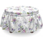 Lunarable Dogwood Flower Ottoman Cover Spring Season Botany 2 Piece Slipcover Set with Ruffle Skirt for Square Round Cube Footstool Decorative Home Accent Standard Size Multicolor