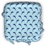 Lunarable Dolphin Ottoman Cover Silhouettes Marine Life 2 Piece Slipcover Set with Ruffle Skirt for Square Round Cube Footstool Decorative Home Accent Standard Size Pale Blue Navy Blue