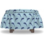Lunarable Dolphin Ottoman Cover Silhouettes Marine Life 2 Piece Slipcover Set with Ruffle Skirt for Square Round Cube Footstool Decorative Home Accent Standard Size Pale Blue Navy Blue