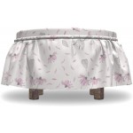 Lunarable Echinacea Ottoman Cover Pastel Spring Love 2 Piece Slipcover Set with Ruffle Skirt for Square Round Cube Footstool Decorative Home Accent Standard Size Off White Baby Pink Taupe GRET
