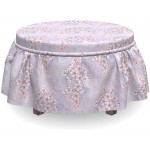 Lunarable Floral Ottoman Cover Sakura Petals Cherry Blossom 2 Piece Slipcover Set with Ruffle Skirt for Square Round Cube Footstool Decorative Home Accent Standard Size Lavender Pale Pink