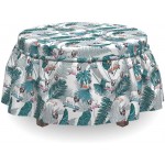 Lunarable Funny Ottoman Cover Tropical French Bulldog 2 Piece Slipcover Set with Ruffle Skirt for Square Round Cube Footstool Decorative Home Accent Standard Size Multicolor