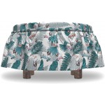 Lunarable Funny Ottoman Cover Tropical French Bulldog 2 Piece Slipcover Set with Ruffle Skirt for Square Round Cube Footstool Decorative Home Accent Standard Size Multicolor