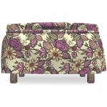 Lunarable Gardening Ottoman Cover Flourishing Gardens 2 Piece Slipcover Set with Ruffle Skirt for Square Round Cube Footstool Decorative Home Accent Standard Size Multicolor