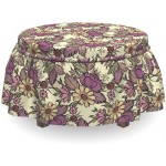 Lunarable Gardening Ottoman Cover Flourishing Gardens 2 Piece Slipcover Set with Ruffle Skirt for Square Round Cube Footstool Decorative Home Accent Standard Size Multicolor